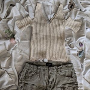 Sweater knit off the shoulder top